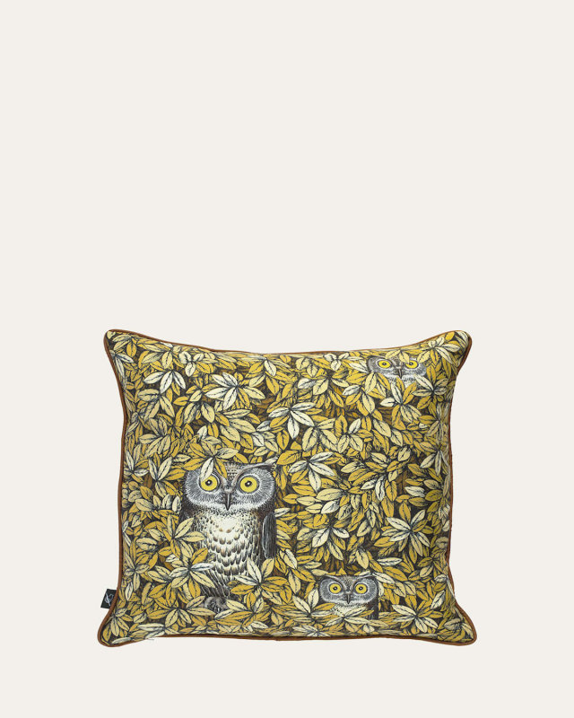 Silk Cushion Civette Owls In Flowers